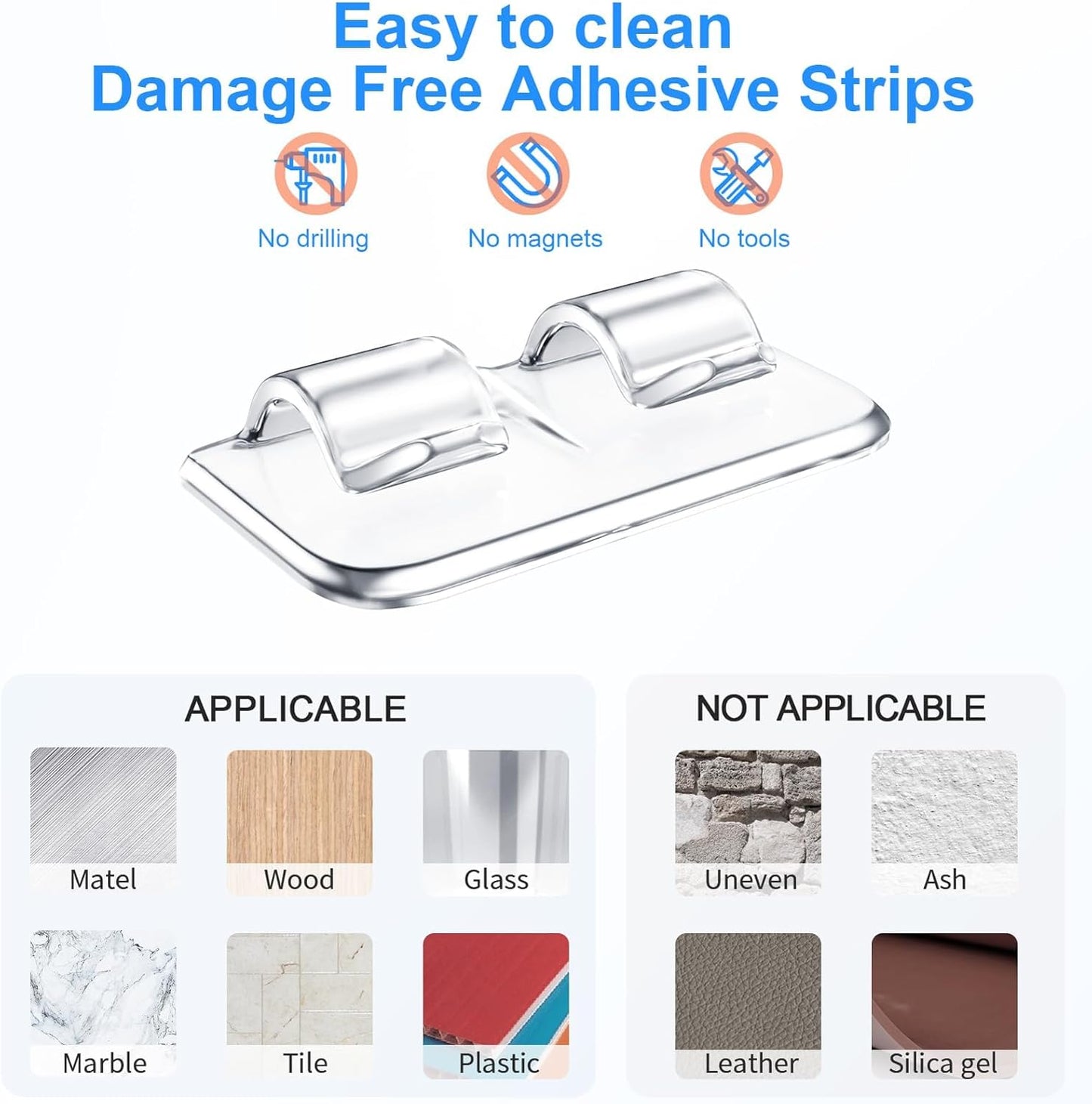 30Pcs Hooks for Outdoor String Lights, Heavy Duty Cable Clips with Waterproof Adhesive Strips, Tool-Free Installation, No Damage, for Christmas Lights and Garden Balcony Decorations