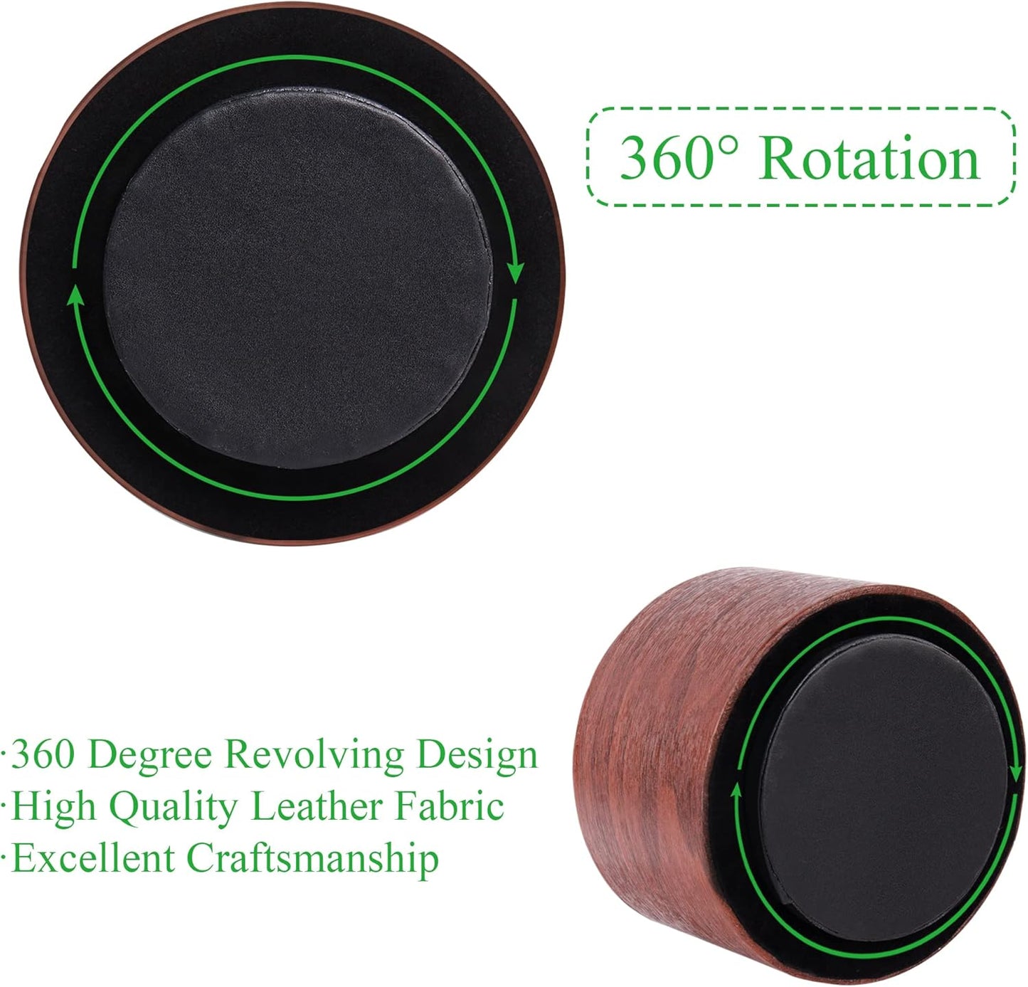 Round Leather Art Supply Organizer,Remote Control Holder,360 Degree Rotating,Multi-Functional Pencil Holder,4 Compartments Desktop Stationary Organizer(1-Fractal Flower) | Round - Colors B