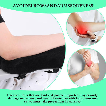 2 pcs Ergonomic Office Chair Arm Pads, Memory Foam Armrest Pads for Office Chair Gaming Chair Arm Rest Covers for Desk Chair, Armrest Cushions for Elbow Pressure Relief
