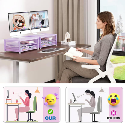 OPNICE Computer Monitor Stand Riser, Desk Organizer with Drawer, Printer & Laptop Stand, Office Desk Accessories & Workspace Desktop Organizers Storage for Office Supplies(Black)