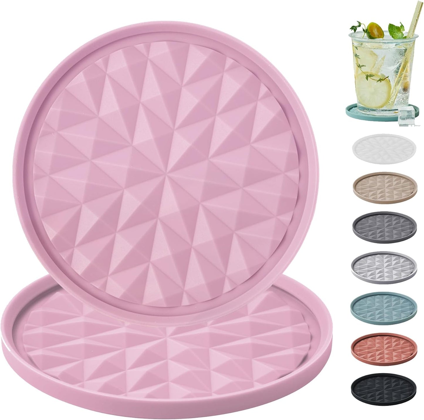 Silicone Coasters for Drinks [2 Pack for Office]- Cup Mat for Tabletop Protection-Non-Slip, Non-Stick, Coffee Table Decor, Great Gift for Any Occasion, Black