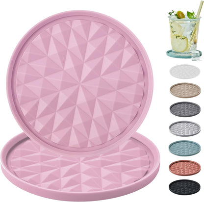 Silicone Coasters for Drinks [2 Pack for Office]- Cup Mat for Tabletop Protection-Non-Slip, Non-Stick, Coffee Table Decor, Great Gift for Any Occasion, Black