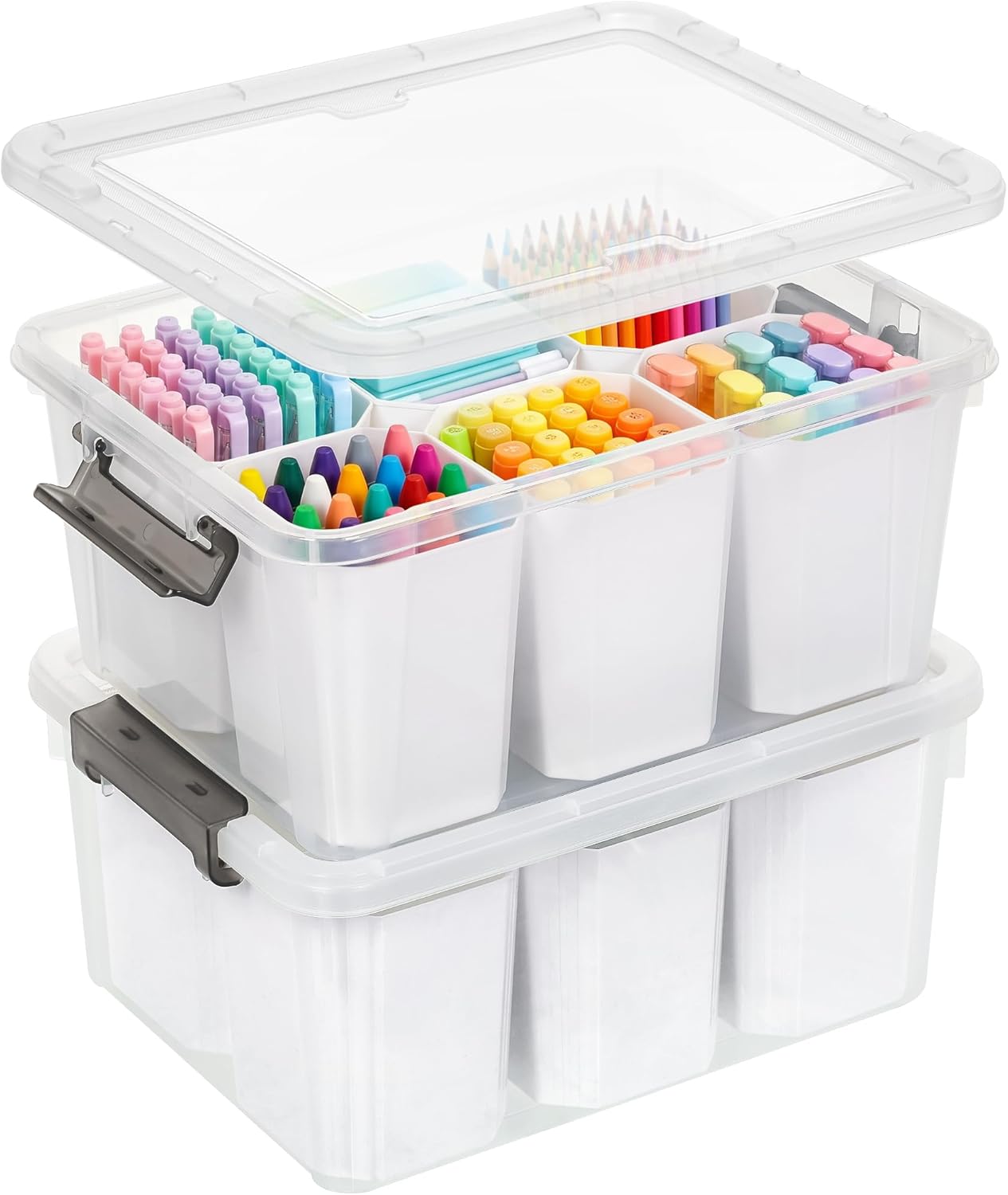 Citylife 17 QT Plastic Storage Bins Clear Storage Box with Lids Multipurpose Stackable Storage Containers for Organizing Tool, Craft, Crayon
