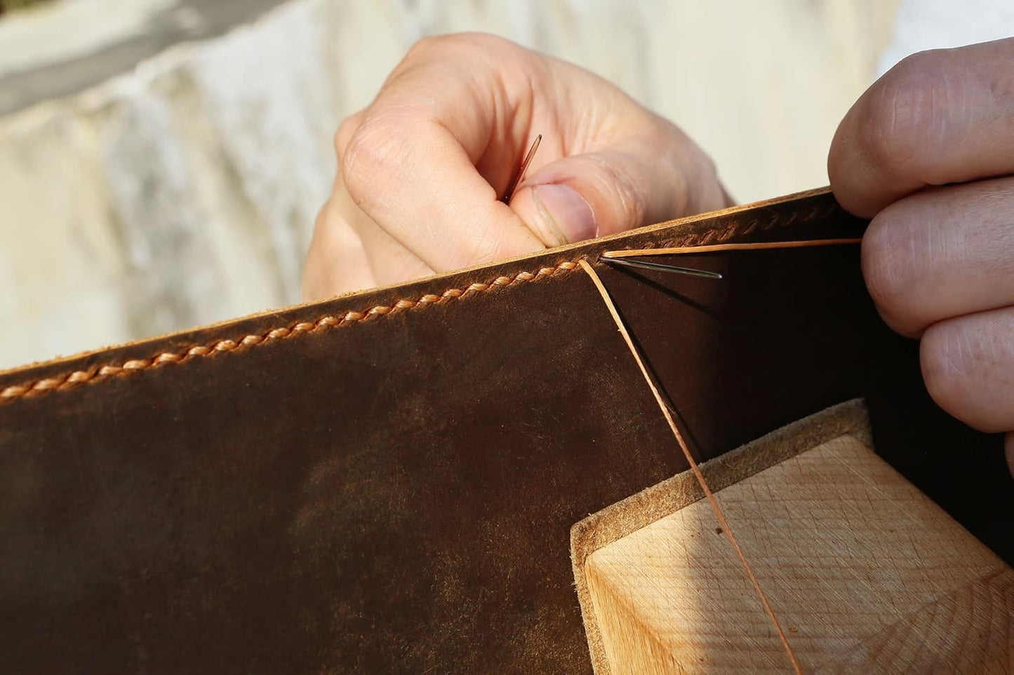 Genuine Leather 3x5 Top-Spiral Notebook Cover, Pocket Notepad Holder Compatible with Rite in the Rain 3" x 5" Memo Pads, Hand-Stitched EDC Case