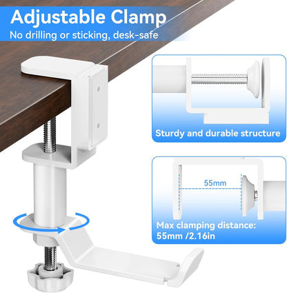 4 in 1 Desk Cup Holder with Storage - Clamp on Under Desk Headphone Hanger - Detachable Pen Cup Holder Desktop Storage for Desktop Attachments Accessories