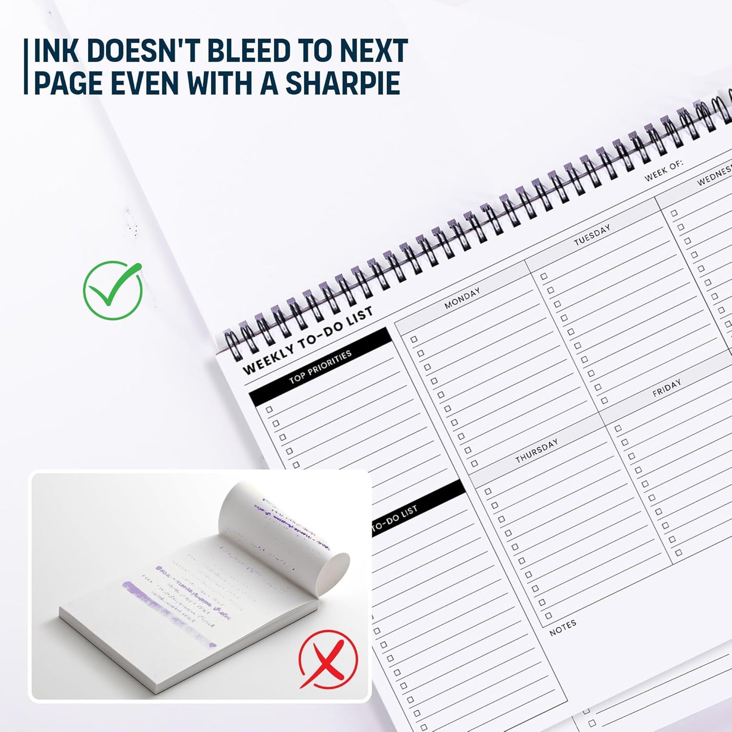 To Do List Notepad: With Multiple Functional Sections - Large Size 8.5x11" 52 Sheets - Tear Off Daily Planner Notebook - Task CheckList Organizer Agenda Pad for Work - Note, Plans, Goals, Grocery, and