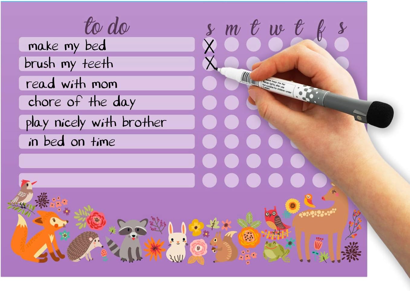 Dry Erase Whiteboard Task & Habit Tracker | Removable and Restickable Adhesive Decal | Fine-Tip Magnetic Marker Included | 9” x 12”