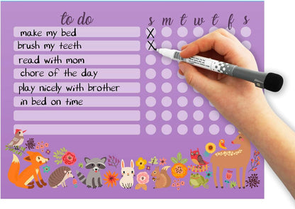 Dry Erase Whiteboard Task & Habit Tracker | Removable and Restickable Adhesive Decal | Fine-Tip Magnetic Marker Included | 9” x 12”