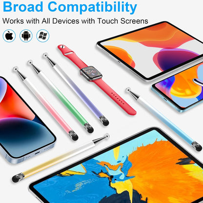 Bopomofo Stylus (5 Pcs), 2-in-1 Stylus Pen for Touch Screen, High Precision and Sensitivity, Suitable for iPhone/ipad/Android Tablets, Compatible with Touch Screens (Black/White/Blue/Rose Gold/Silver)