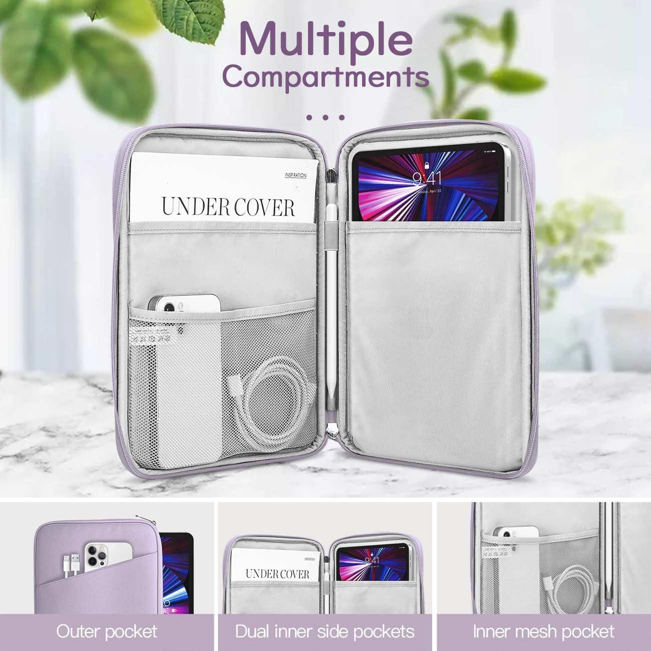 Dadanism 9-11" Tablet Sleeve Bag Carrying Case for iPad (A16) 11th Gen 11", iPad 10th Gen 10.9" Air 5/4, iPad Air M4/Pro 11", iPad 9/8/7th, Galaxy Tab A11+ Plus 11", Remarkable 2 10.3", Black