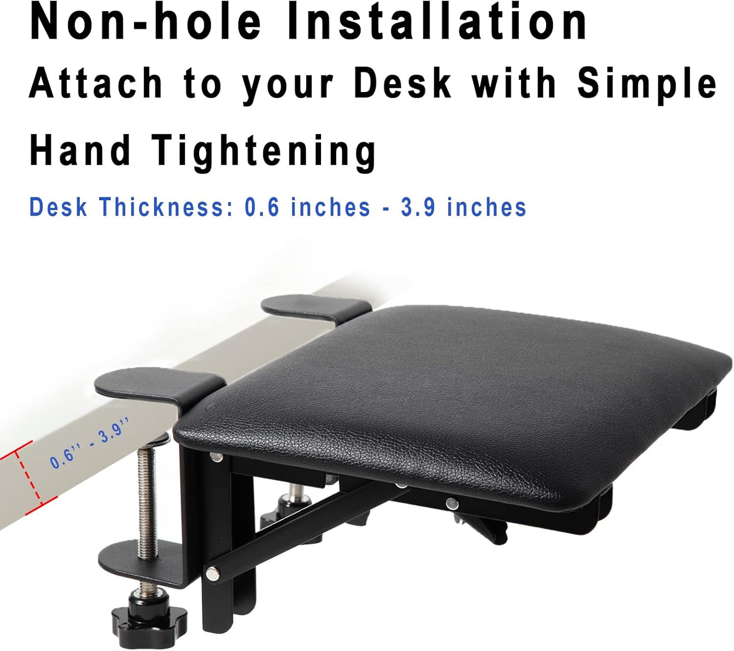 eulps Foldable Arm Rest for Desk, Clamp-On Desk Arm Support Pad with Soft PU Leather Cushion, Ergonomic Wrist & Forearm Rest for Computer Typing, Mouse Use, Gaming, Home Office