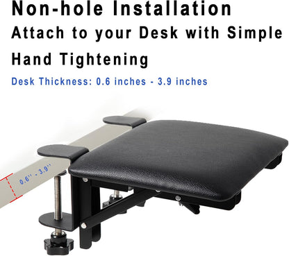 eulps Foldable Arm Rest for Desk, Clamp-On Desk Arm Support Pad with Soft PU Leather Cushion, Ergonomic Wrist & Forearm Rest for Computer Typing, Mouse Use, Gaming, Home Office