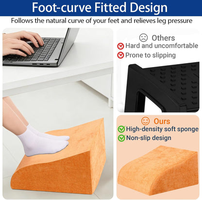 Foot Rest for Under Desk at Work, Ergonomic Under Desk Footrest with Washable Cover for Office, Home & Gaming Leg Elevation Pillow Blue