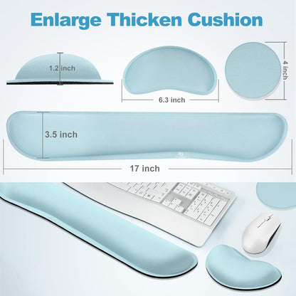 Gimars Upgrade Enlarge Silky and Superfine Fabric Gel Memory Foam Keyboard Wrist Rest Set, Ergonomic Keyboard Mouse Wrist Support for Typing Pain Relief, Comfort for Office, Gaming, Computer, Black