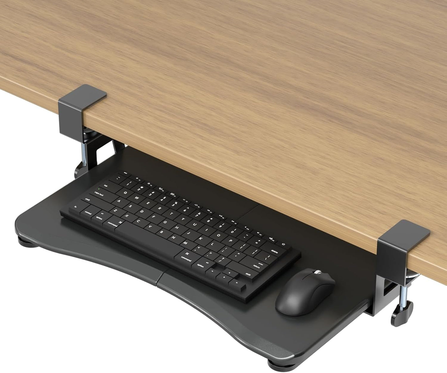 suptek Keyboard Tray Under Desk Pull Out with C Clamp Mount, Computer Keyboard & Mouse Tray, 25.6 (30 Including Clamps) x 11.8 inch Slide-Out Platform Computer Drawer for Typing, Black, DSF1