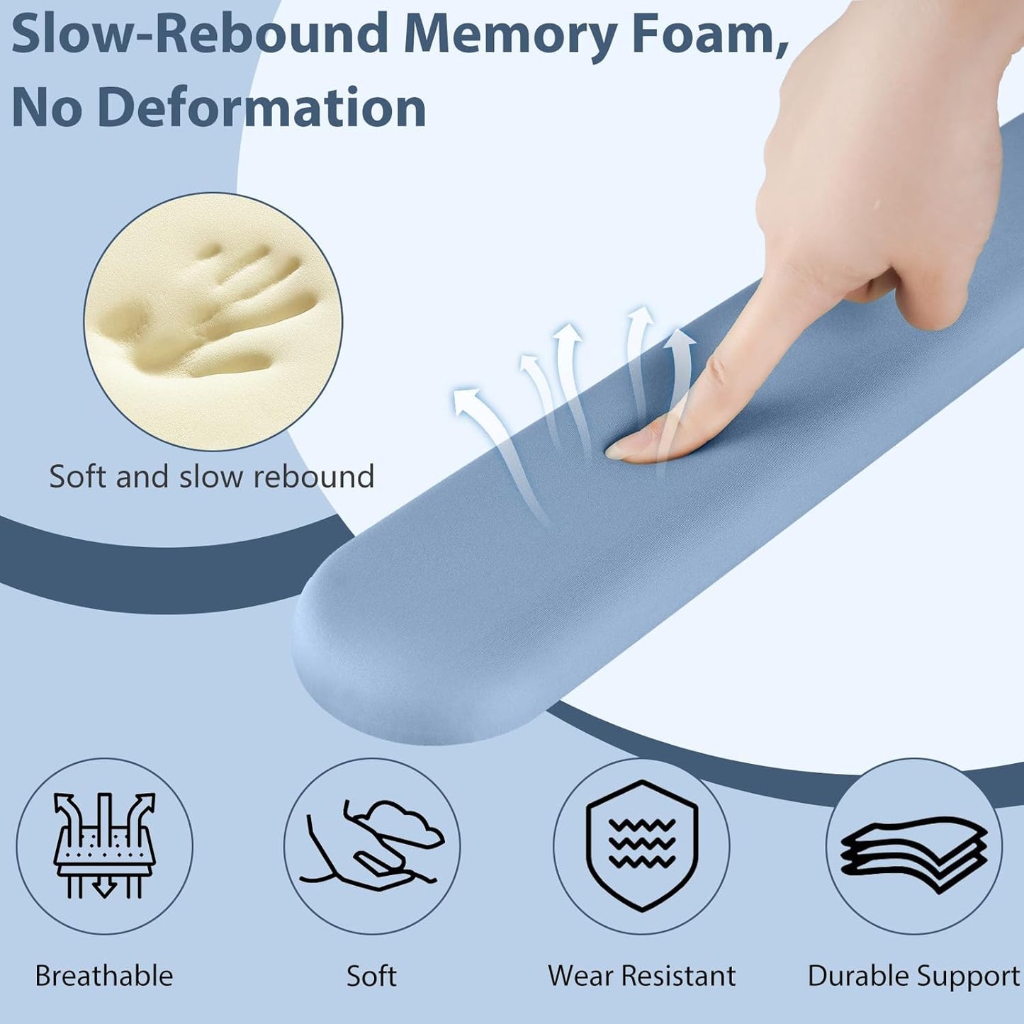 Sushret Mouse Pad and Keyboard Wrist Rest, 3-in-1 Gel Memory Foam Ergonomic Mouse Pad with Wrist Rest Set,Gaming Mousepad Arm Cushion Support for Computer Office Desk Accessories Cute Setup,Sage Green