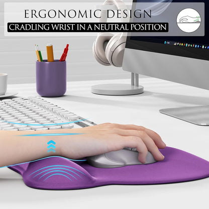 MROCO Ergonomic Mouse Pad with Gel Wrist Rest, Smooth Wrist Support Surface, Non-Slip PU Base for Pain Relief, Comfortable Mousepad for Computer, Laptop, Office & Home, 9.4 x 8.1 in, Black