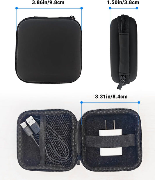 Small Waterproof Tech Organizer Pouch (3.86x3.86x1.5in) - Compact Travel Storage Bag for Chargers, Cables & Gadgets, Internal Space 3.31x3.31x1.18in (Black)