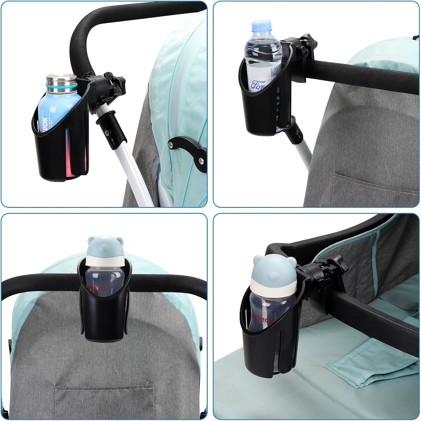 Accmor Stroller Cup Holder, Universal Cup Holder for Uppababy Nuna Doona Strollers, Bottle Drinks Holder for Wheelchair, Walker, Bike, Scooter