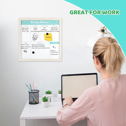 Schliersee Weekly Work Planner Calendar Dry Erase Whiteboard for Wall, 13x13 inch Magnetic Dry Erase Board, Hanging White Board, Portable Marker Board for Home, Kitchen, Memo, Office, Home, School