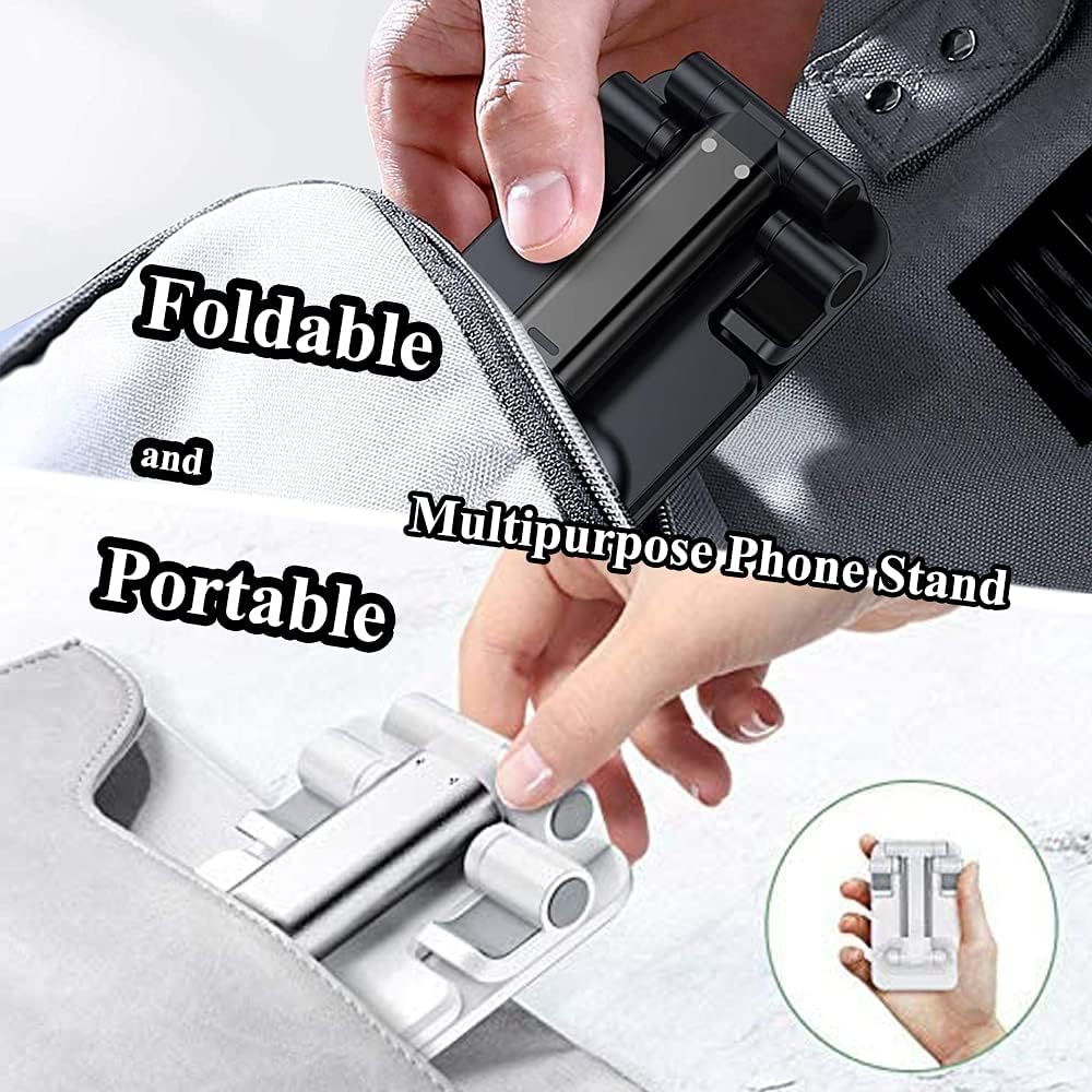 Meetuo 2 Pcs Cell Phone Stand, Adjustable Angle Height Phone Stand for Desk, Fully Foldable/Portable Phone Holder, Compatible with iPhone 17/16/15/14/13/12/Smartphones