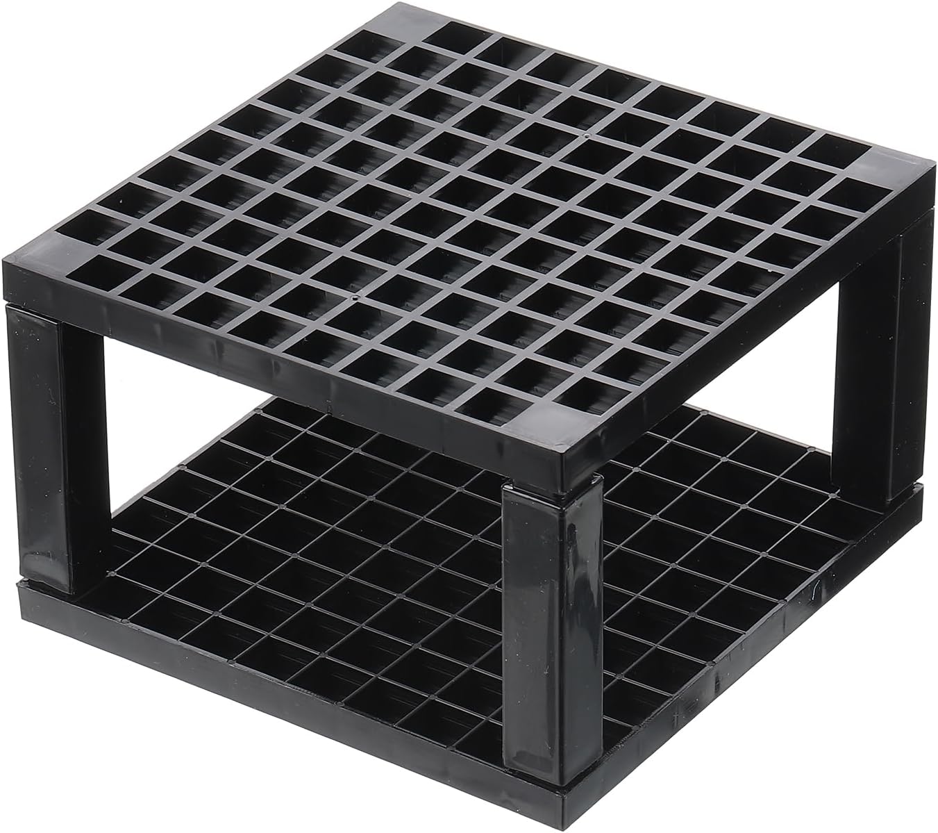 PATIKIL 2pcs Black Minimalist Square Paint Brush Holder, 96 Holes Plastic Storage Desk Stand for Artist Desk Makeup Pencil, Black