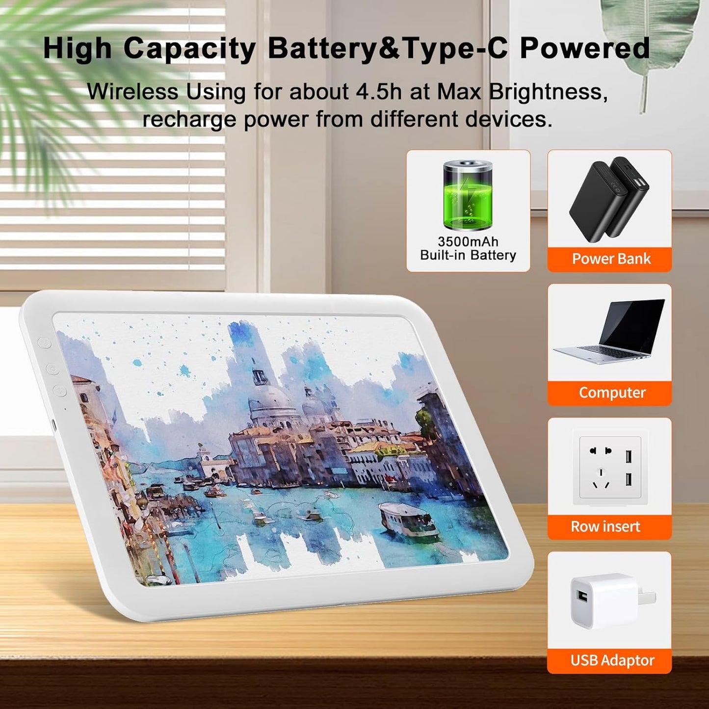 Rechargeable A4 LED Light Box with Carry Bag, elice Wireless Lightbox Drawing Light Table Light Pad Light Copy Board for Artist Sketching, Up to 8860 Lux Super Bright Lightpad for Cricut Weeding Vinyl