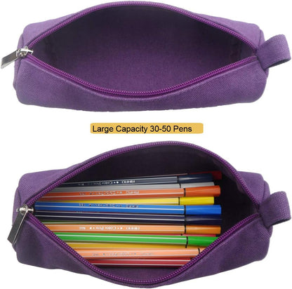 Heavy Canvas Stationery Portable Compact Simple Zipper Pencil Case and Durable Small Medicine Bag 1 Pack Khaki