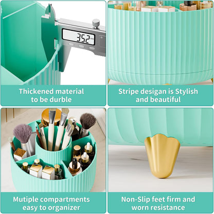 fanado 360° Rotate Makeup Brush Holder Organizer, Makeup Organizers Countertop, Makeup organization and Skincare Storage for Vanity, Desktop, Bathroom (White)
