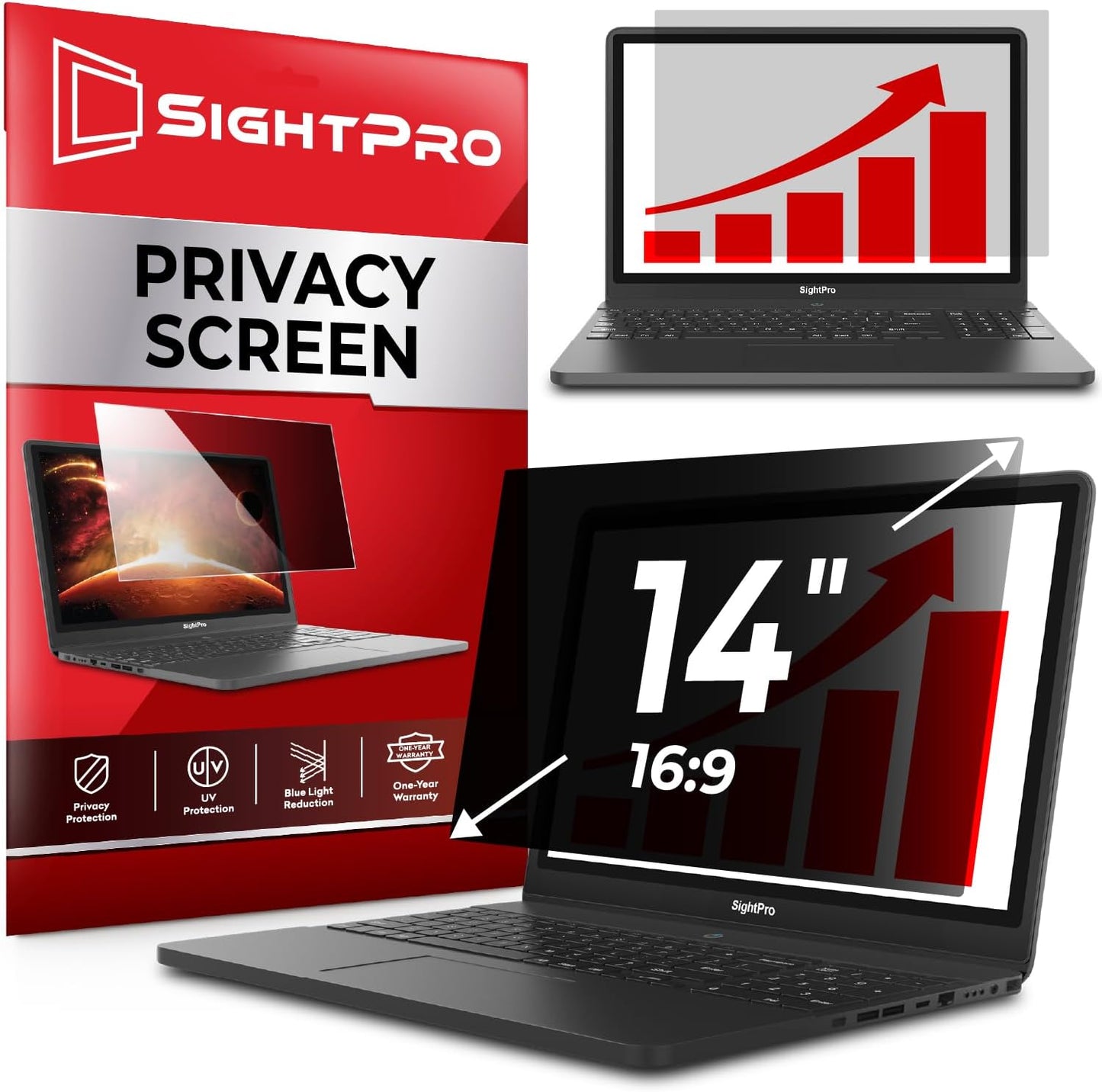 SightPro 24 Inch 16:9 Computer Privacy Screen Filter for Monitor - Privacy Shield and Anti-Glare Protector