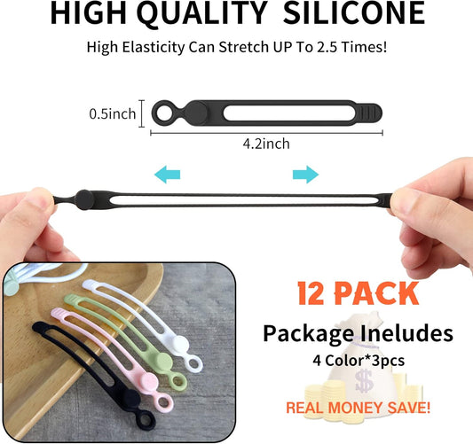 [20Park]UMUST Silicone Cable Ties, Reusable Cable Management Organizer, Cord Tie,Multipurpose Elastic Cord Organizer for Bundling and Fastening Cable Cords Wires(black)