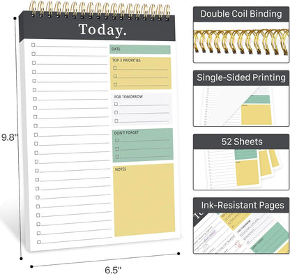 To Do List Notepad - To Do List Notebook for Work with 52 Sheets, Undated Daily Planner Perfect for Enhanced Productivity and Goal Achievement - Green