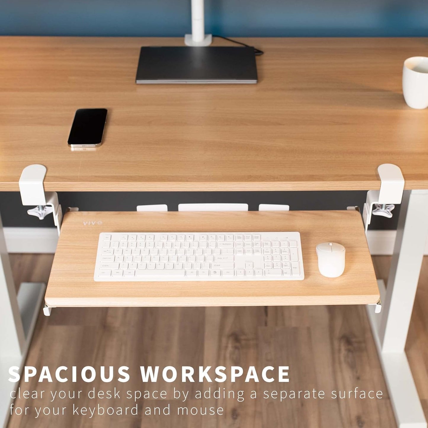 VIVO Large Height Adjustable Under Desk Keyboard Tray, C-clamp Mount System, 27 (33 Including Clamps) x 11 inch Slide-Out Platform for Typing, White, MOUNT-KB05HW