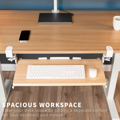 VIVO Large Height Adjustable Under Desk Keyboard Tray, C-clamp Mount System, 27 (33 Including Clamps) x 11 inch Slide-Out Platform for Typing, White, MOUNT-KB05HW