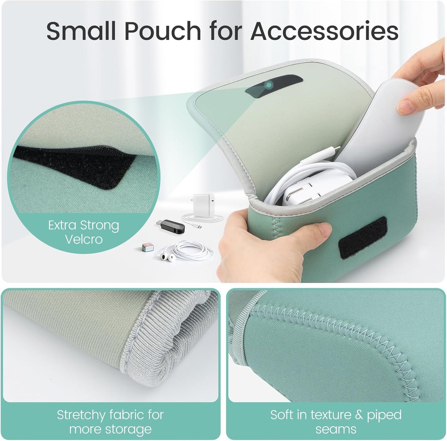 LENTION Storage Small Pouch Bag Cases for Accessories Laptop MacBook Power Adapter, Wireless Mouse, iPhone Charger, Cellphone, Power Bank, Cord Travel Cable Electronic Organizer - Dark Gray
