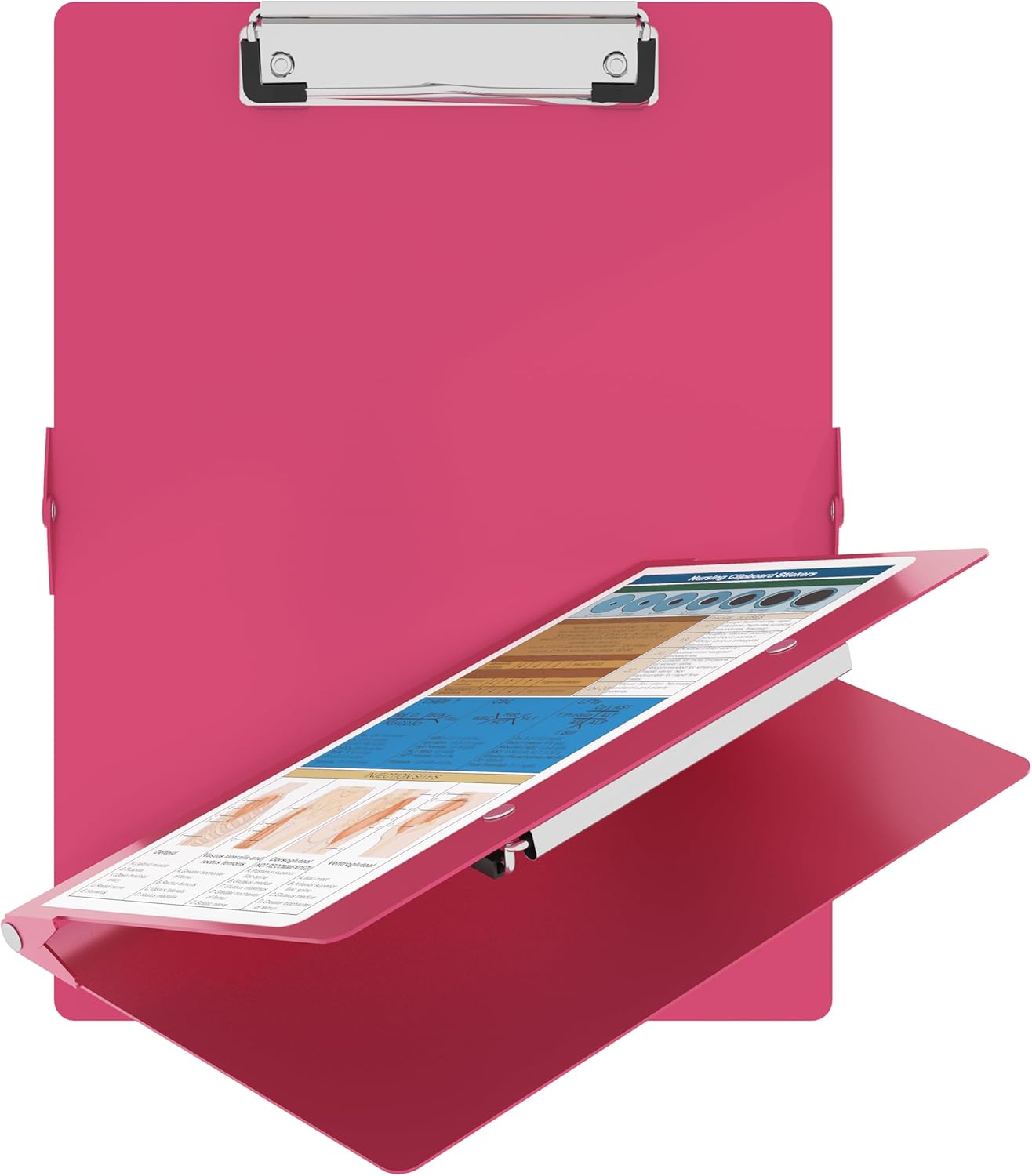 Nursing Clipboard with Nursing and Medical Edition Cheat Sheets Nursing School Essentials - Aluminum Foldable Nurse Clip Boards Essential Accessory for Efficient Patient Care (Mint)