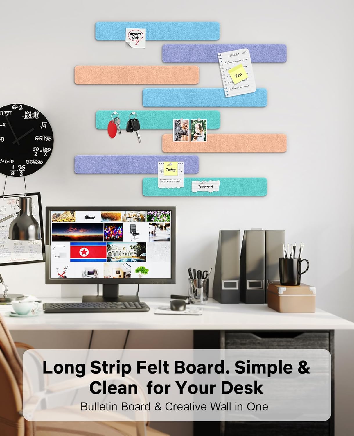 Small Cork Bulletin Board Tiles, Felt Wall Decor and Office Desk Accessories for Vision, Message Center, Picture and Prayer Board, Dorm, Room, Home Office Essentials and Organization(Linen Dusk)
