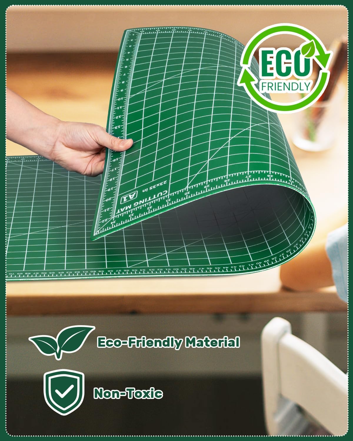 Self Healing Cutting Mat, 23" x 35", Double-Sided Rotary Cutting Mat for Sewing, Quilting, Scrapbooking, Fabric & Craft Cutting Board, (A1), Green