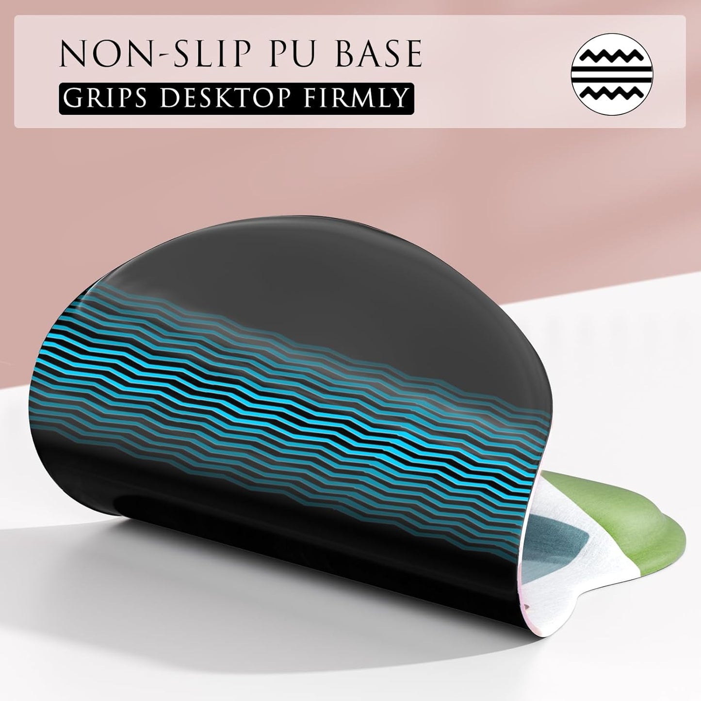 MROCO Ergonomic Mouse Pad with Gel Wrist Rest, Smooth Wrist Support Surface, Non-Slip PU Base for Pain Relief, Comfortable Mousepad for Computer, Laptop, Office & Home, 9.4 x 8.1 in, Black