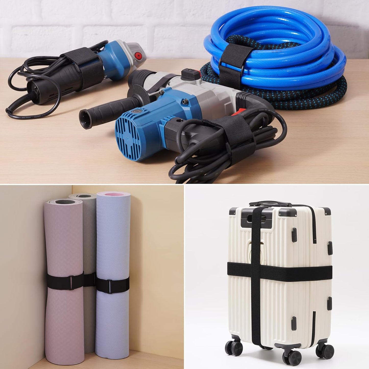 Trilancer 0.8''x 32Ft Reusable Cable Ties, Adjustable Hook and Loop Straps with 50 Buckles, Cut to Length, Ideal for Wire Management, Cord Organizer, and Cable Straps, Black