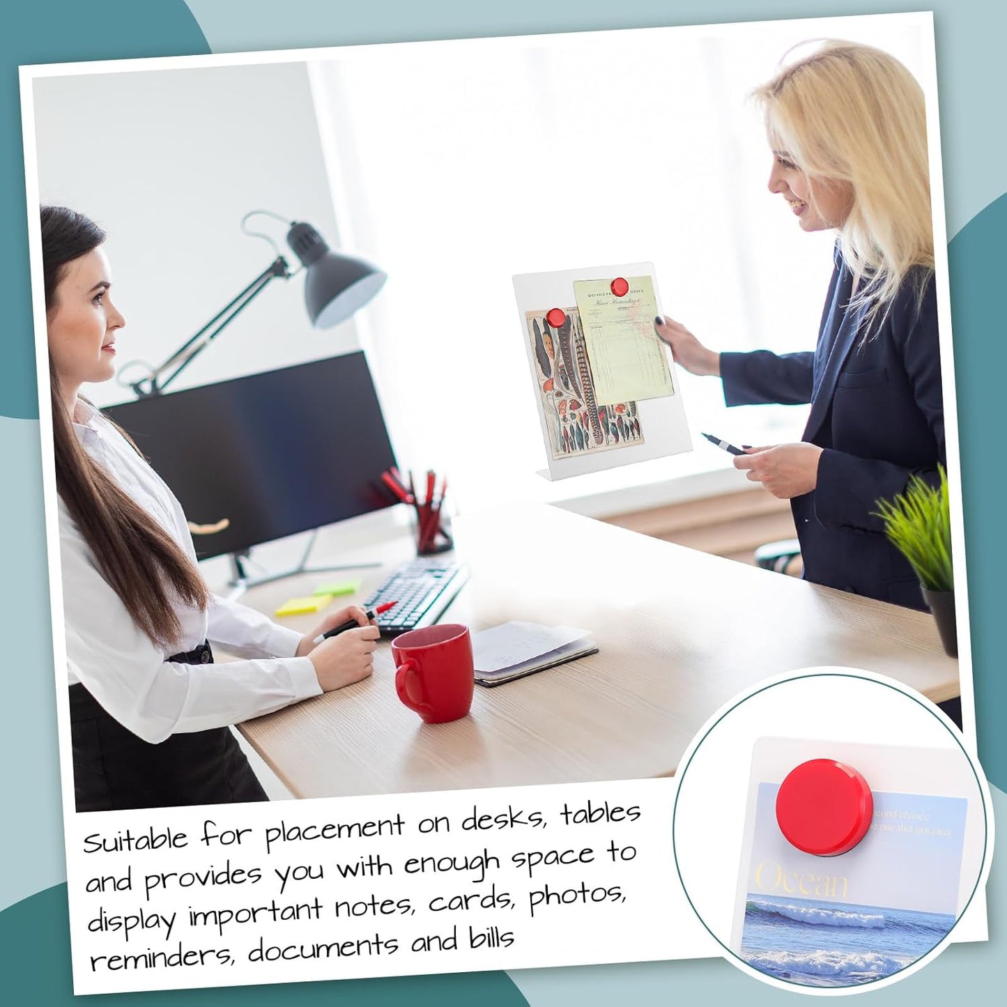 Fainne 1 Pc Magnetic Bulletin Board with Easel Stand Mini Magnet Metal Tabletop Memo Display Board for Back to School Menu Table Office Supplies (Black,11 x 8.5 Inches)