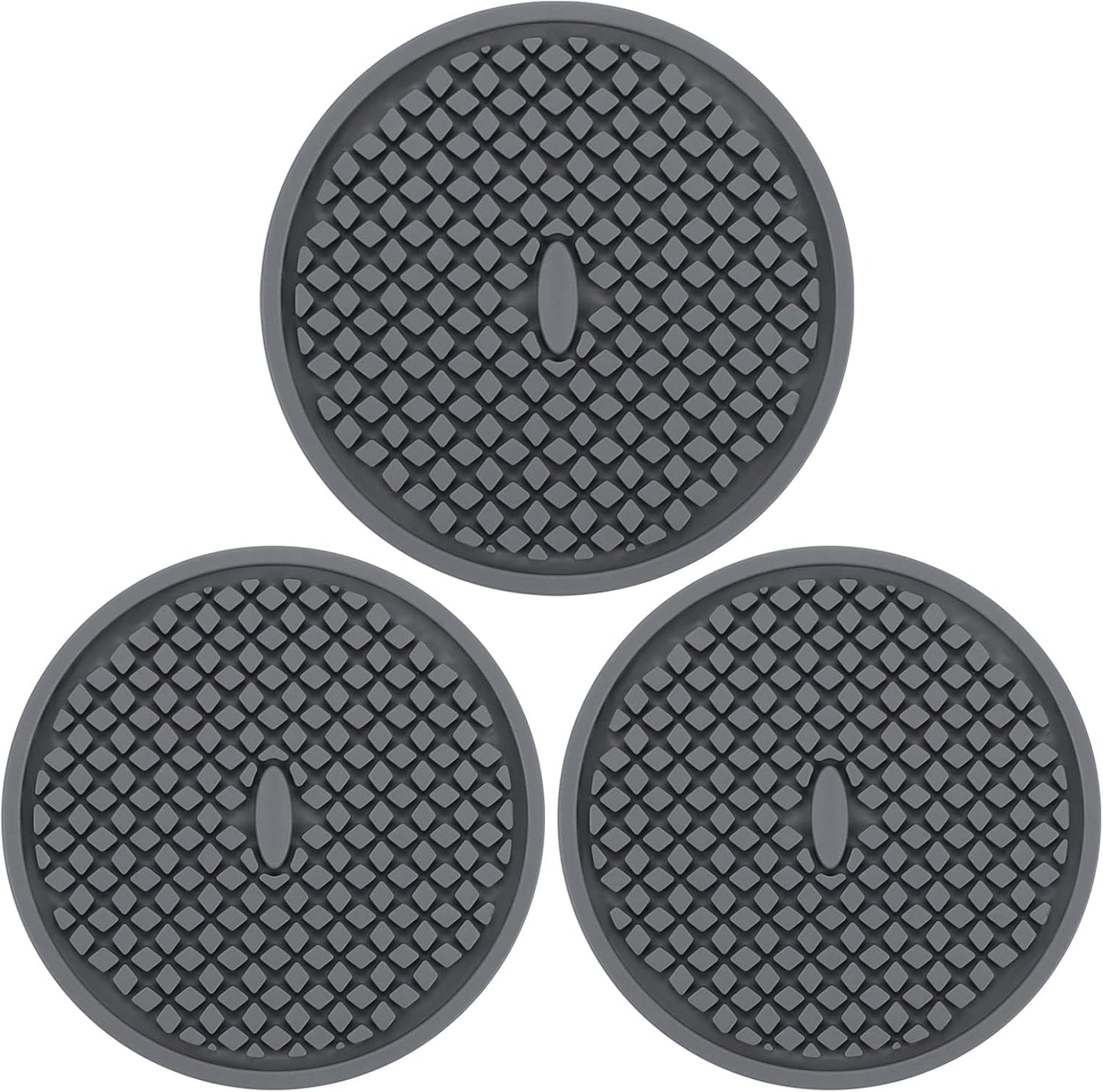 2 Pack Silicone Coasters for Drinks, Round Black Coaster with Deep Tray Grooved Design Cup Mat, Washable Heat Resistant Durable Non-Slip Coasters for Coffee Table Wooden Desk Kitchen Bar