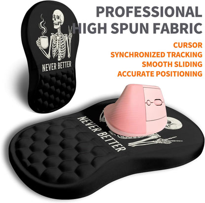 Ergonomic Joint Wrist Support Mouse Pad with Memory Foam Cushion Massage Bump, Carpal Tunnel Pain Relief Mousepad Slope Design for Wrist Rest, 11.8x7.9 in, Black