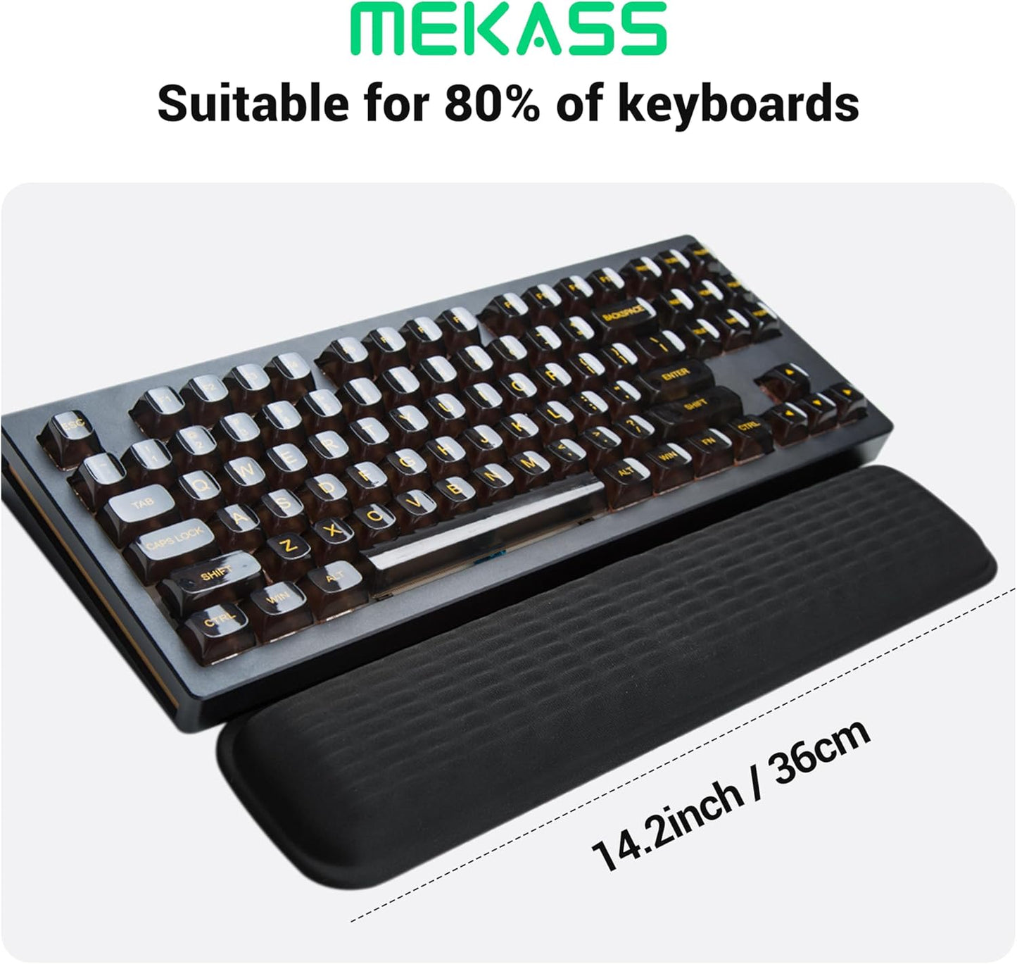 MEKASS Keyboard Wrist Rest, Soft Memory Foam Wrist Support for Keyboard, Keyboard Hand Rest Pad for Wrist Pain Relief, Keyboard Wrist Guard for Long Hours of Work, Gaming, Studying（Classic Black）