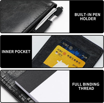 Camelmother 10 Pieces Small Notepad Holder Set Pocket Notebook 3 x 5 Inch with Pen