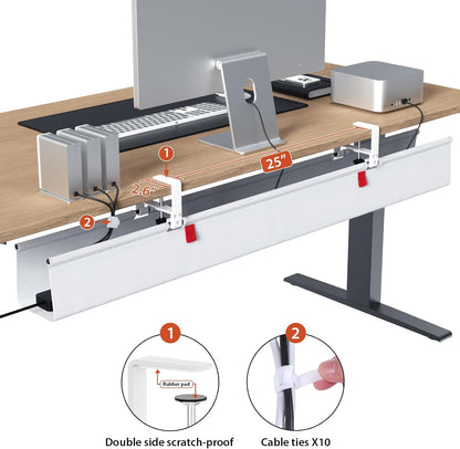 Univivi No Drill Under Desk Cable Management Tray, 36" Cord Organizer for Table, Clamp/Screw Mount Desk Cable Management, Premium Fabric Cable Management Tray for Office, Home