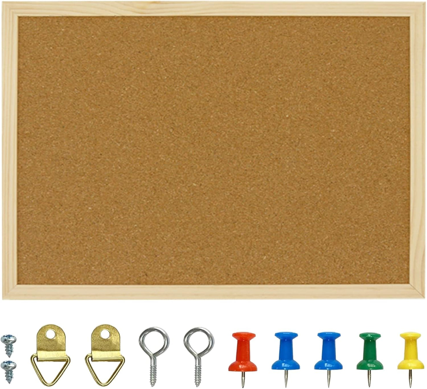 OWLKELA Cork Board 14.6"X 11", Notice Pin Board, Memo Board, Vision Board, Bulletin Board for Office, Classroom or Home, Mounting Hardware and Push Pins Included, Wooden Frame