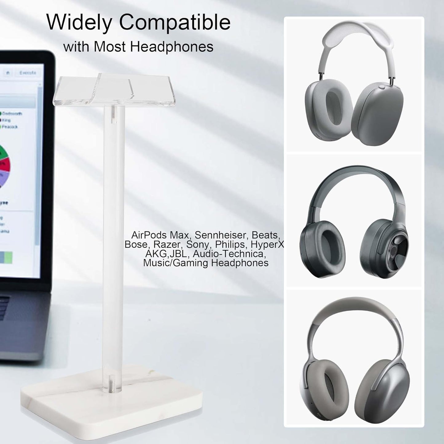 Acrylic Desktop Headphone Holder, Countertop Accessories Stand,Universal for All Music Gaming Headsets 1 Pack(DP015)