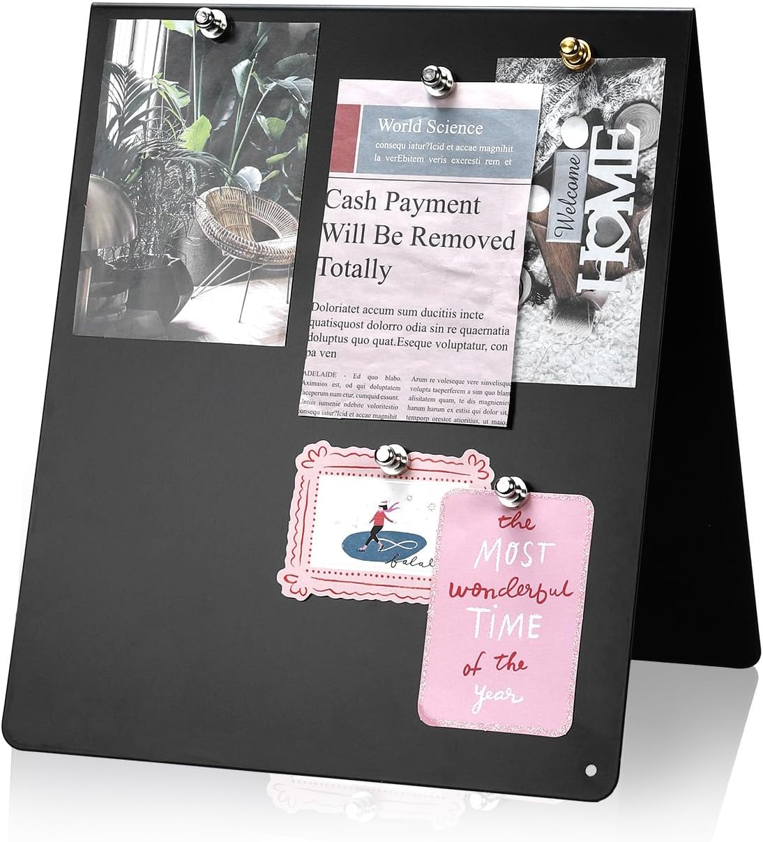 UCEC Metal Magnet Board, Magnetic Bulletin Board, Magnetic Display Board with Stand, Double-Sided V-Shaped Memo Board Easel for Magnet, 11.8"x10" Black Desktop Tabletop Display for Home Office Kitchen