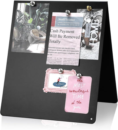 UCEC Metal Magnet Board, Magnetic Bulletin Board, Magnetic Display Board with Stand, Double-Sided V-Shaped Memo Board Easel for Magnet, 11.8"x10" Black Desktop Tabletop Display for Home Office Kitchen